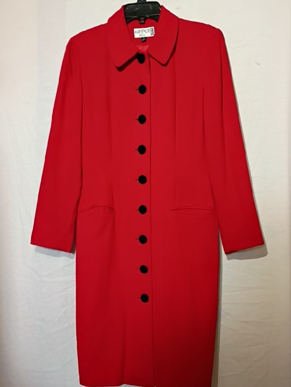 Vintage Red Long Dress Coat, Button-Front, Sz 6 - Picture 7 of 15